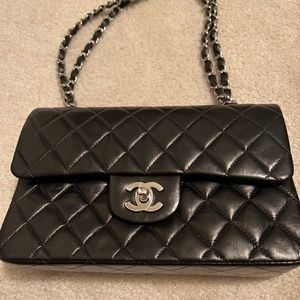 Chanel Black Lambskin Small Classic Double Flap Bag